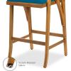 imageBest Choice Products Set of 2 Outdoor Acacia Wood Bar Stools Bar Chairs for Patio Pool Garden wWeatherResistant Cushions  CreamPeacock Blue