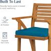 imageBest Choice Products Set of 2 Outdoor Acacia Wood Bar Stools Bar Chairs for Patio Pool Garden wWeatherResistant Cushions  CreamPeacock Blue