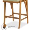 imageBest Choice Products Set of 2 Outdoor Acacia Wood Bar Stools Bar Chairs for Patio Pool Garden wWeatherResistant Cushions  CreamSage