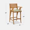 imageBest Choice Products Set of 2 Outdoor Acacia Wood Bar Stools Bar Chairs for Patio Pool Garden wWeatherResistant Cushions  CreamSage