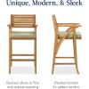 imageBest Choice Products Set of 2 Outdoor Acacia Wood Bar Stools Bar Chairs for Patio Pool Garden wWeatherResistant Cushions  CreamSage