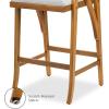 imageBest Choice Products Set of 2 Outdoor Acacia Wood Bar Stools Bar Chairs for Patio Pool Garden wWeatherResistant Cushions  CreamWhite Sand