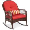 imageBest Choice Products Outdoor Wicker Patio Rocking Chair for Porch Deck Poolside wSteel Frame WeatherResistant Cushions  Red