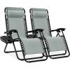 imageBest Choice Products Set of 2 Extra Wide Adjustable Steel Mesh Zero Gravity Lounge Chair Recliners wPillows and Cup Holder Trays  Peacock Blue StripesStardew