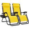 imageBest Choice Products Set of 2 Extra Wide Adjustable Steel Mesh Zero Gravity Lounge Chair Recliners wPillows and Cup Holder Trays  Peacock Blue StripesSunflower Yellow