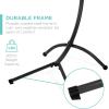 imageBest Choice Products Outdoor Hanging Curved Steel Chaise Lounge Chair Swing wBuiltin Pillow and Removable Canopy  TanCharcoal Gray
