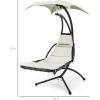 imageBest Choice Products Outdoor Hanging Curved Steel Chaise Lounge Chair Swing wBuiltin Pillow and Removable Canopy  TanIvory