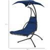 imageBest Choice Products Outdoor Hanging Curved Steel Chaise Lounge Chair Swing wBuiltin Pillow and Removable Canopy  TanNavy Blue