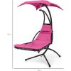 imageBest Choice Products Outdoor Hanging Curved Steel Chaise Lounge Chair Swing wBuiltin Pillow and Removable Canopy  TanPink