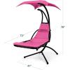 imageBest Choice Products Outdoor Hanging Curved Steel Chaise Lounge Chair Swing wBuiltin Pillow and Removable Canopy  TanPink
