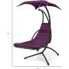 imageBest Choice Products Outdoor Hanging Curved Steel Chaise Lounge Chair Swing wBuiltin Pillow and Removable Canopy  TanPurple