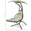 imageBest Choice Products Outdoor Hanging Curved Steel Chaise Lounge Chair Swing wBuiltin Pillow and Removable Canopy  TanSage