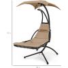 imageBest Choice Products Outdoor Hanging Curved Steel Chaise Lounge Chair Swing wBuiltin Pillow and Removable Canopy  TanTan