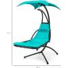 imageBest Choice Products Outdoor Hanging Curved Steel Chaise Lounge Chair Swing wBuiltin Pillow and Removable Canopy  TanTeal