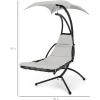 imageBest Choice Products Outdoor Hanging Curved Steel Chaise Lounge Chair Swing wBuiltin Pillow and Removable Canopy  TanWhite Sand