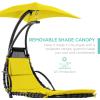 imageBest Choice Products Outdoor Hanging Curved Steel Chaise Lounge Chair Swing wBuiltin Pillow and Removable Canopy  TanYellow