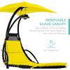 imageBest Choice Products Outdoor Hanging Curved Steel Chaise Lounge Chair Swing wBuiltin Pillow and Removable Canopy  TanYellow