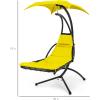 imageBest Choice Products Outdoor Hanging Curved Steel Chaise Lounge Chair Swing wBuiltin Pillow and Removable Canopy  TanYellow
