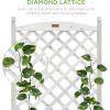 imageBest Choice Products Set of 2 48in Wood Planter Box amp Diamond Lattice Trellis Mobile Outdoor Raised Garden Bed for Climbing Plants wDrainage Holes Optional Wheels  NaturalWhite