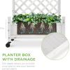 imageBest Choice Products Set of 2 48in Wood Planter Box amp Diamond Lattice Trellis Mobile Outdoor Raised Garden Bed for Climbing Plants wDrainage Holes Optional Wheels  NaturalWhite