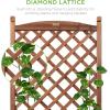 imageBest Choice Products Set of 2 48in Wood Planter Box amp Diamond Lattice Trellis Mobile Outdoor Raised Garden Bed for Climbing Plants wDrainage Holes Optional Wheels  NaturalBrown