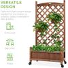 imageBest Choice Products Set of 2 48in Wood Planter Box amp Diamond Lattice Trellis Mobile Outdoor Raised Garden Bed for Climbing Plants wDrainage Holes Optional Wheels  NaturalBrown