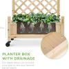 imageBest Choice Products Set of 2 48in Wood Planter Box amp Diamond Lattice Trellis Mobile Outdoor Raised Garden Bed for Climbing Plants wDrainage Holes Optional Wheels  NaturalNatural