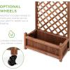 imageBest Choice Products Set of 2 48in Wood Planter Box amp Diamond Lattice Trellis Mobile Outdoor Raised Garden Bed for Climbing Plants wDrainage Holes Optional Wheels  NaturalBrown