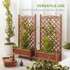 imageBest Choice Products Set of 2 48in Wood Planter Box amp Diamond Lattice Trellis Mobile Outdoor Raised Garden Bed for Climbing Plants wDrainage Holes Optional Wheels  NaturalWhite