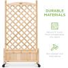 imageBest Choice Products Set of 2 48in Wood Planter Box amp Diamond Lattice Trellis Mobile Outdoor Raised Garden Bed for Climbing Plants wDrainage Holes Optional Wheels  NaturalNatural