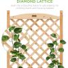 imageBest Choice Products Set of 2 48in Wood Planter Box amp Diamond Lattice Trellis Mobile Outdoor Raised Garden Bed for Climbing Plants wDrainage Holes Optional Wheels  NaturalNatural