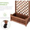 imageBest Choice Products Set of 2 48in Wood Planter Box amp Diamond Lattice Trellis Mobile Outdoor Raised Garden Bed for Climbing Plants wDrainage Holes Optional Wheels  NaturalBrown
