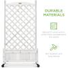 imageBest Choice Products Set of 2 48in Wood Planter Box amp Diamond Lattice Trellis Mobile Outdoor Raised Garden Bed for Climbing Plants wDrainage Holes Optional Wheels  NaturalWhite
