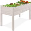 imageBest Choice Products Raised Garden Bed Scalloped Design Elevated Wood Planter Box Stand for Backyard Patio Balcony with Bed Liner 48 x 24 x 30 Inches 200 Pound Capacity  SageWhite