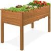 imageBest Choice Products Raised Garden Bed Scalloped Design Elevated Wood Planter Box Stand for Backyard Patio Balcony with Bed Liner 48 x 24 x 30 Inches 200 Pound Capacity  SageAcorn Brown