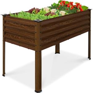 imageBest Choice Products 72x24x30in Non Toxic Galvanized Raised Garden Bed Metal Elevated Planter Box Vegetable Garden 100 Non Toxic Materials  CharcoalDark Brown Wood Grain