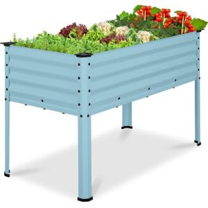 imageBest Choice Products 72x24x30in Non Toxic Galvanized Raised Garden Bed Metal Elevated Planter Box Vegetable Garden 100 Non Toxic Materials  CharcoalMist Blue
