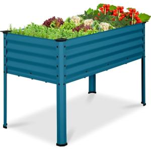 imageBest Choice Products 72x24x30in Non Toxic Galvanized Raised Garden Bed Metal Elevated Planter Box Vegetable Garden 100 Non Toxic Materials  CharcoalPeacock Blue