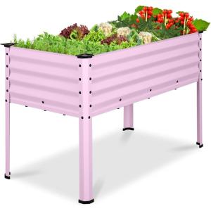 imageBest Choice Products 72x24x30in Non Toxic Galvanized Raised Garden Bed Metal Elevated Planter Box Vegetable Garden 100 Non Toxic Materials  CharcoalPink