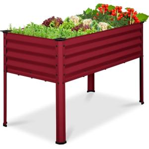 imageBest Choice Products 72x24x30in Non Toxic Galvanized Raised Garden Bed Metal Elevated Planter Box Vegetable Garden 100 Non Toxic Materials  CharcoalRoyal Red