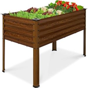 imageBest Choice Products 72x24x30in Non Toxic Galvanized Raised Garden Bed Metal Elevated Planter Box Vegetable Garden 100 Non Toxic Materials  CharcoalWood Grain