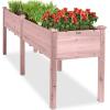 imageBest Choice Products 48 x 24 x 30 Raised Garden Bed with Extra Deep 16 Depth Elevated Wood Planter Box Stand for Backyard Patio Balcony Natural Fir Wood  Acorn BrownPink