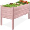 imageBest Choice Products 48 x 24 x 30 Raised Garden Bed with Extra Deep 16 Depth Elevated Wood Planter Box Stand for Backyard Patio Balcony Natural Fir Wood  Acorn BrownPink