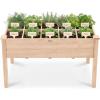 imageBest Choice Products Raised Herb Garden Bed Planter Box  Elevated Wooden Planter with 10 Grid Growing Compartments Drainage Holes Vegetable Flower Garden Box for Patio Balcony Backyard  NaturalNatural