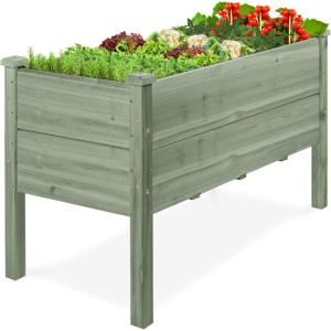 imageBest Choice Products 48 x 24 x 30 Raised Garden Bed with Extra Deep 16 Depth Elevated Wood Planter Box Stand for Backyard Patio Balcony Natural Fir Wood  Acorn BrownSage