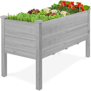 imageBest Choice Products 48 x 24 x 30 Raised Garden Bed with Extra Deep 16 Depth Elevated Wood Planter Box Stand for Backyard Patio Balcony Natural Fir Wood  Acorn BrownGray