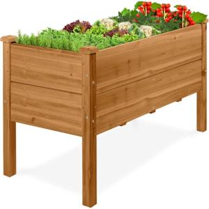 imageBest Choice Products 48 x 24 x 30 Raised Garden Bed with Extra Deep 16 Depth Elevated Wood Planter Box Stand for Backyard Patio Balcony Natural Fir Wood  Acorn BrownAcorn Brown