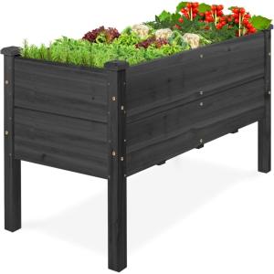 imageBest Choice Products 48 x 24 x 30 Raised Garden Bed with Extra Deep 16 Depth Elevated Wood Planter Box Stand for Backyard Patio Balcony Natural Fir Wood  Acorn BrownBlack