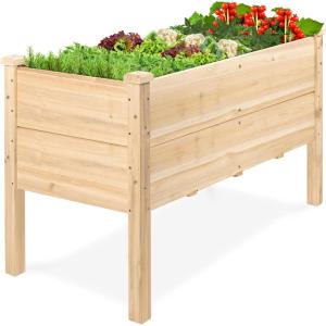 imageBest Choice Products 48 x 24 x 30 Raised Garden Bed with Extra Deep 16 Depth Elevated Wood Planter Box Stand for Backyard Patio Balcony Natural Fir Wood  Acorn BrownNatural