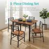 imageBest Choice Products 5Piece Modern Dining Set WSteel Frame Space Saving Rectangular Kitchen Table W 4 Matching Chairs amp Storage Rack for Apartments Kitchens amp Dining Rooms  Medium BrownBlackBrownBlack